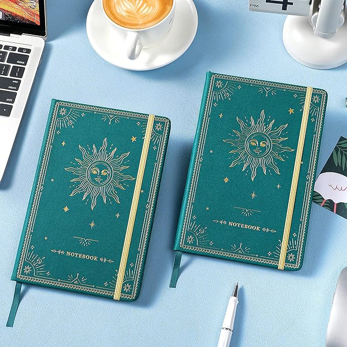 Artfan Ruled Notebook/Journal – Premium Thick Paper Faux Leather Classic Writing Notebook with Pocket + Page Dividers Gifts, Banded, Large, 144 Pages, Hard Cover, Lined (5.8 x 8.4) - Jungle Green